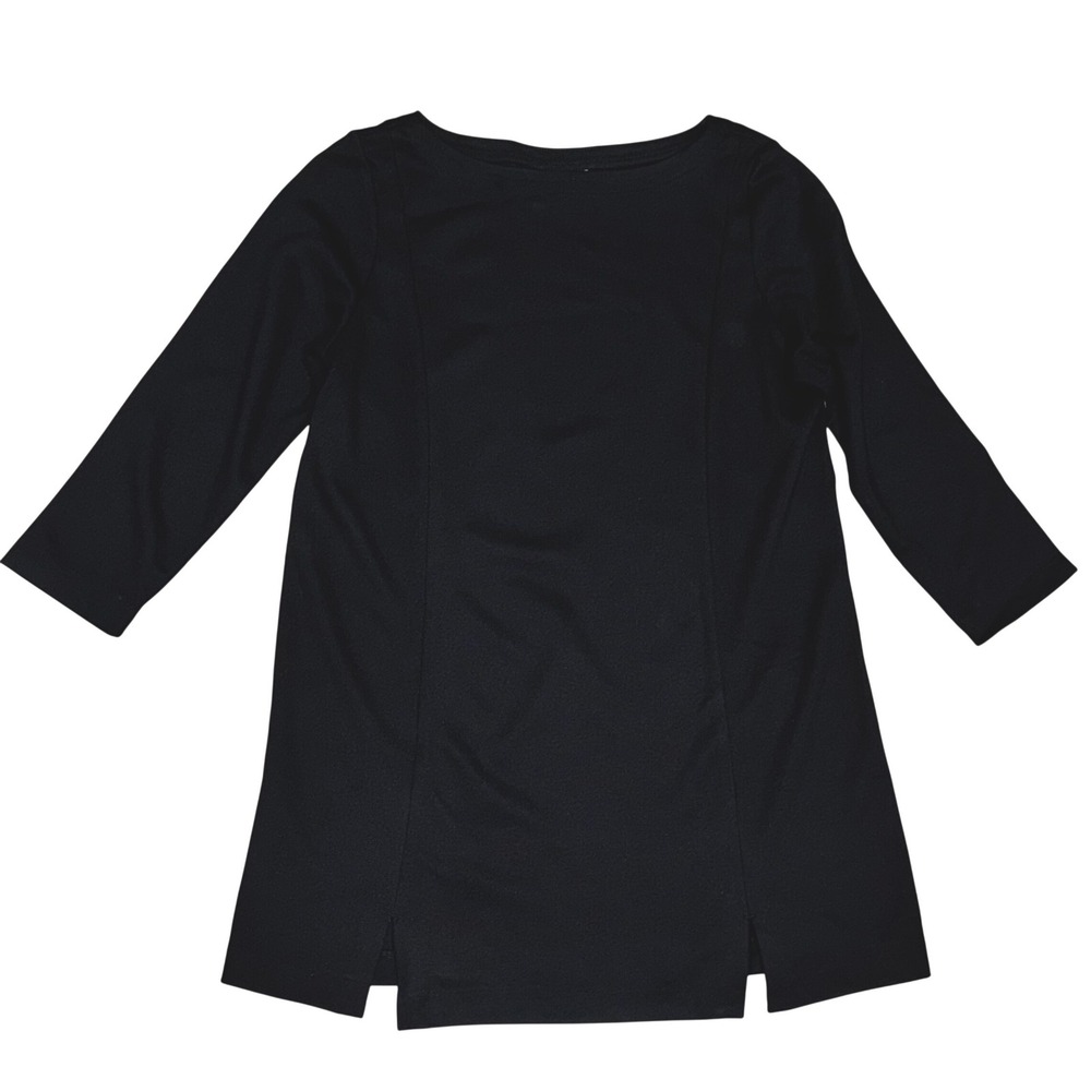 J. Jill Ponte Knit Tunic Sz M Black 3/4 Sleeve Bateau Minimalist Fade Resistant
